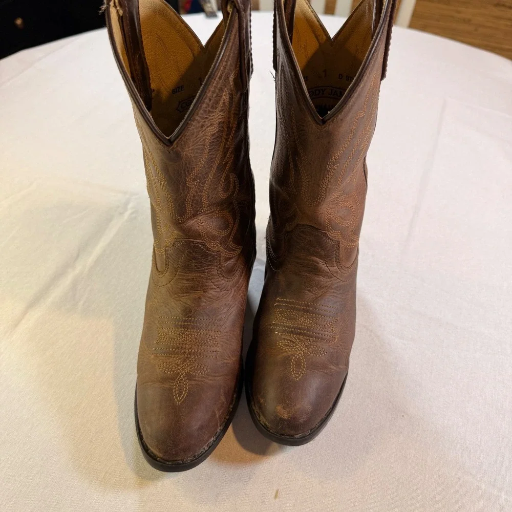 Cody James Cowboy Boots Boys Size 1 Brown Leather Western Cowboy Rodeo Country